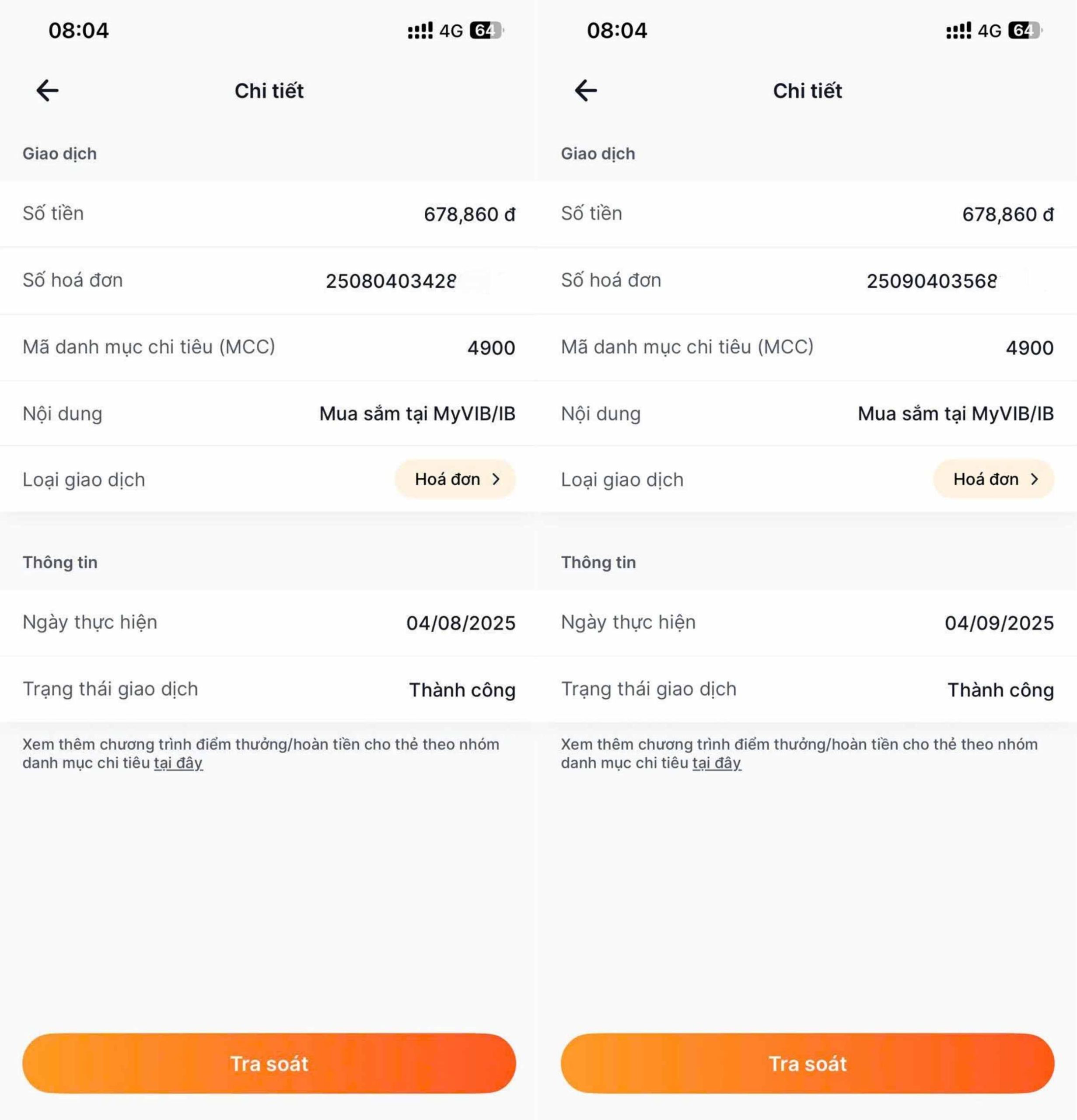 hóa đơn tiền điện giống nhau